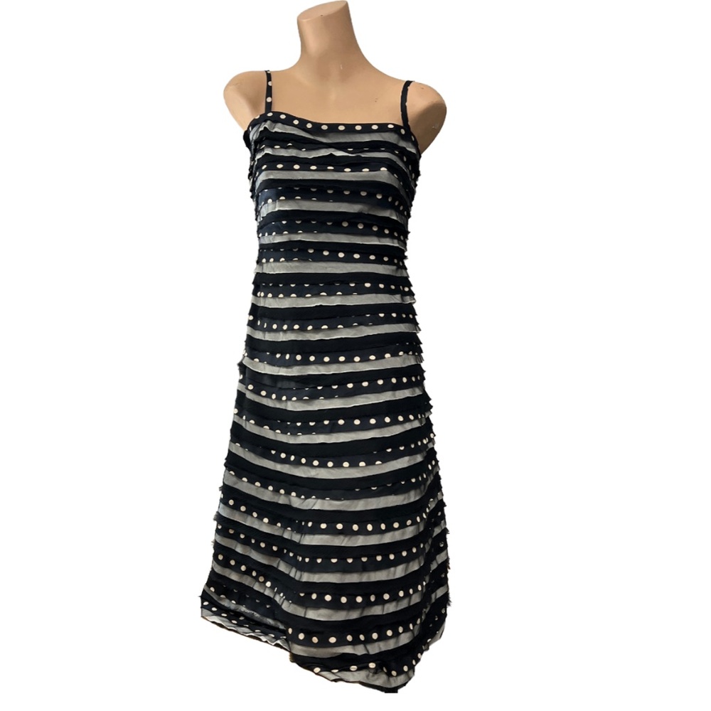 BCBG Vintage Black and White Polka Dot Dress Size 4 NWT